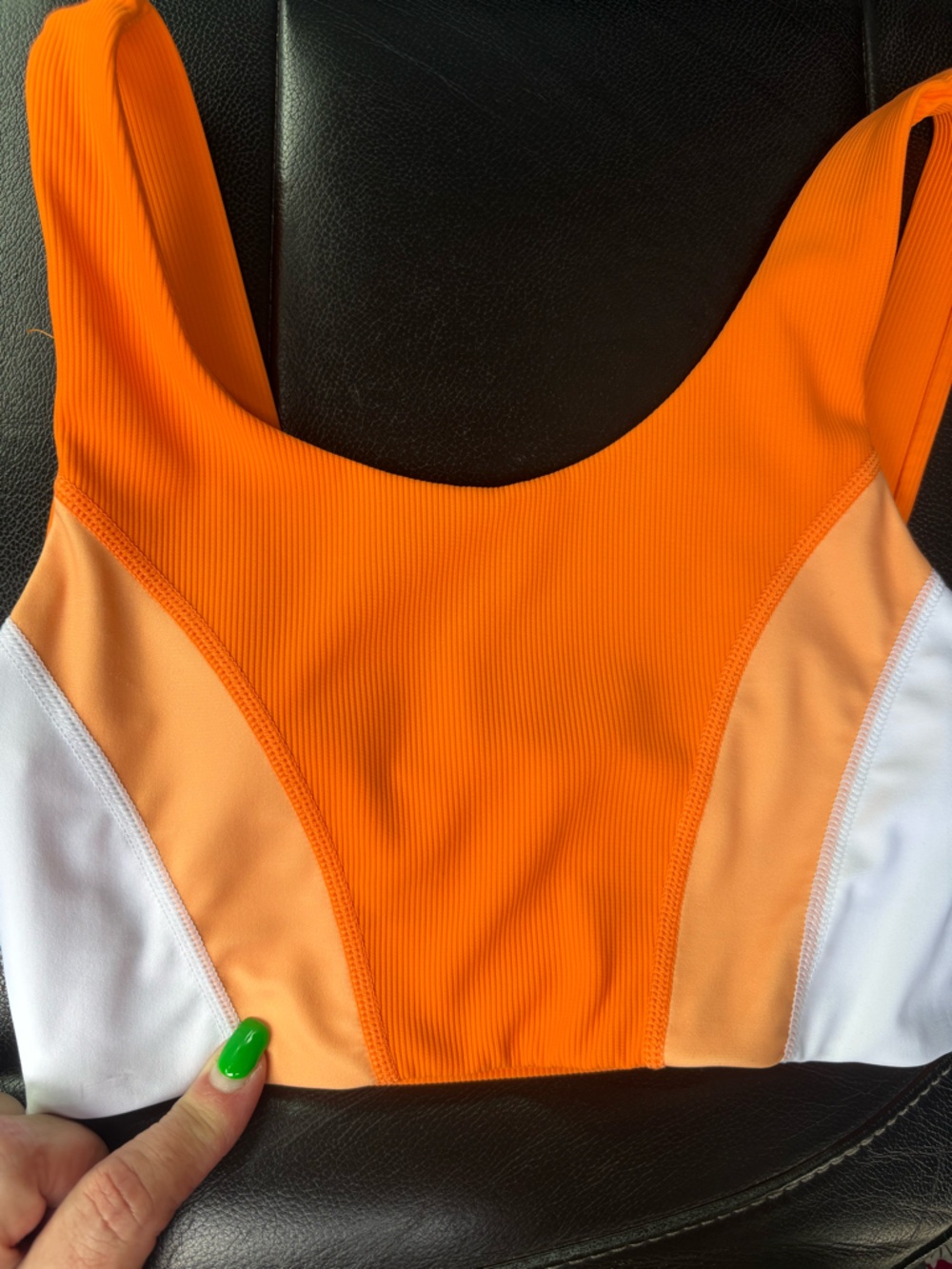 Wilo Colorblock Orange Sports Bra — Supportive Women’s Active Top XS